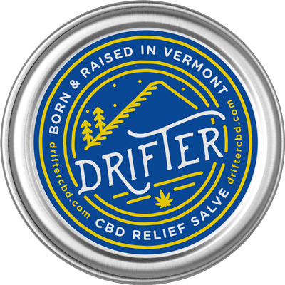 drifter cbd relief salve tin with label